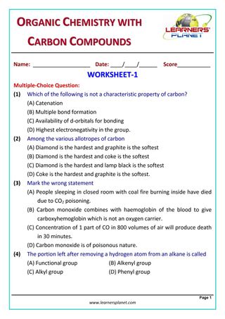 Grade-10-Chemistry-Olympiad: Organic Chemistry with Carbon Compounds