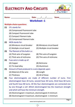 Grade-6-Science-Olympiad - Electricity & Circuits