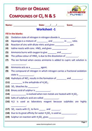 Grade-10-Chemistry-Olympiad - Study of Organic Compounds of Cl, N, S