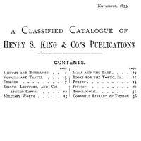 A Classified Catalogue of Henry S. King & Co.'s Publications, November, 1873