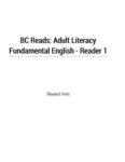 B.C. Reads: Adult Literacy Fundamental English, Reader One